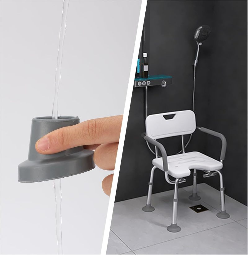 Replacement Feet for Shower Chair: Gray Non-Slip Rubber Suction Cup Feet - Bathroom Safety Accessory for Elderly Care Mobility Aid Parts - Image 5