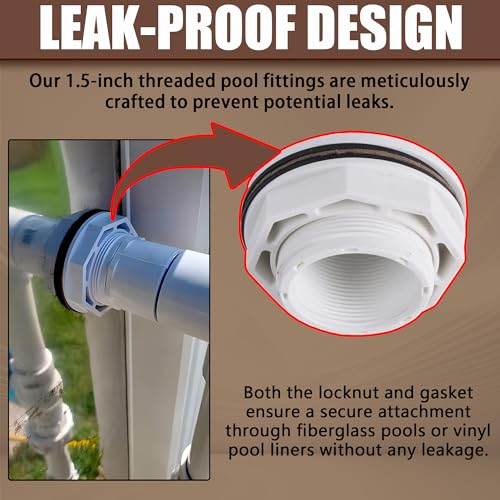 TonGass (1-Pack) 1 1/2" Above Ground Pool Inlet Return Fitting with Locknut Gasket Famale Inlet Pipe (FIP) Thread Exact Replacement for Hayward SP1023 Swimming Pool Replacement Inlets Return Fitting - Image 5