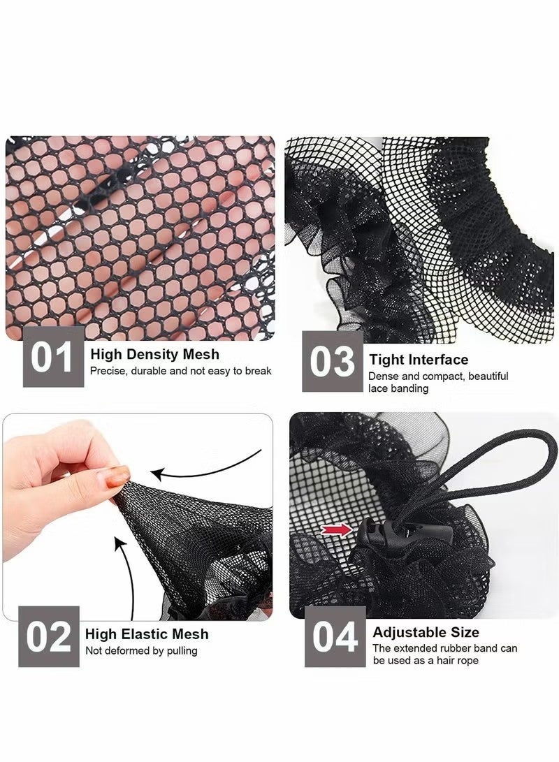 61PCS Bun Hair Nets Set, Women Bun Dancer Hair Net, Black Stretch Lace Hair Accessories for Ballerina Dancer Bank Clerk Nurse Skater - Image 5