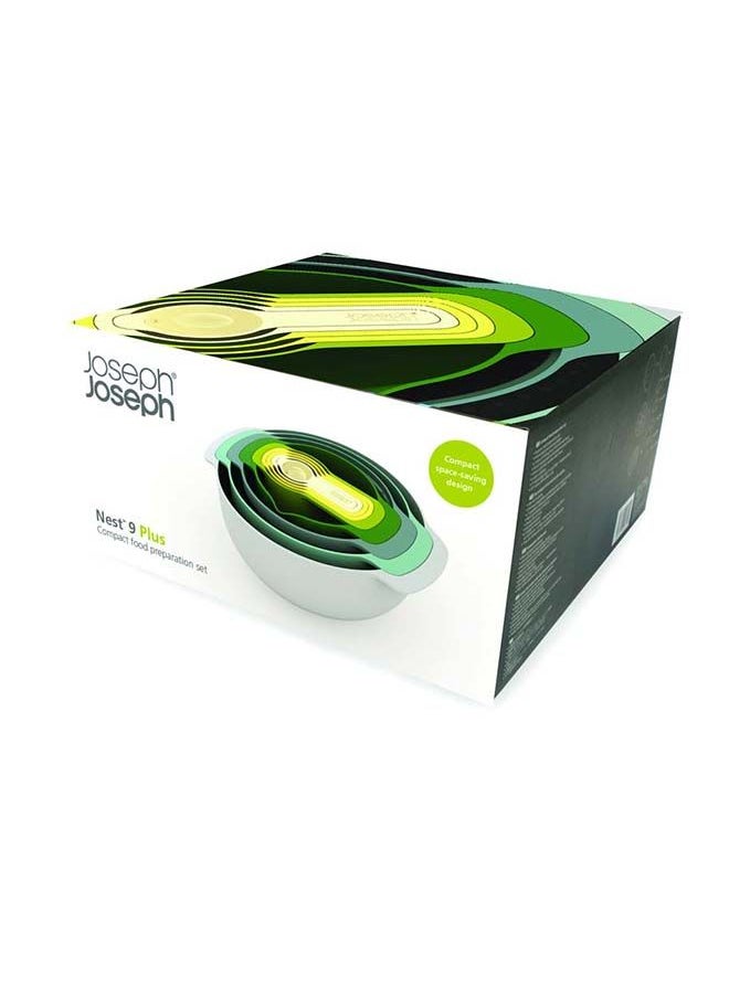 Joseph Joseph - Joseph Joseph Nest 9 Plus 9 Piece Compact Food Preparation Set With Mixing Bowls Measuring Cups Sieve And Colander - Image 1