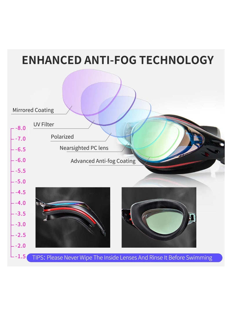 Nearsighted Swim Goggles for Adults and Youth - Anti-Fog, UV Protection, No Leaking, Optical Shortsighted Swimming Goggles for Men and Women. - Image 3