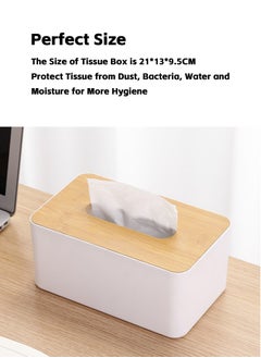 Teuuea 2PCS Rectangular Tissue Box Holder, Removable Wooden Tissue Paper Napkin Box Cover, Multi-Functional Container Storage Dispenser Organizer for Home Office Car Decor Restaurant Bathroom Countertop  - Image 3