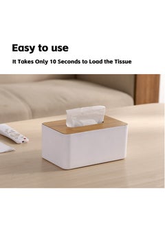 Teuuea 2PCS Rectangular Tissue Box Holder, Removable Wooden Tissue Paper Napkin Box Cover, Multi-Functional Container Storage Dispenser Organizer for Home Office Car Decor Restaurant Bathroom Countertop  - Image 5