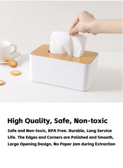 Teuuea 2PCS Rectangular Tissue Box Holder, Removable Wooden Tissue Paper Napkin Box Cover, Multi-Functional Container Storage Dispenser Organizer for Home Office Car Decor Restaurant Bathroom Countertop  - Image 2