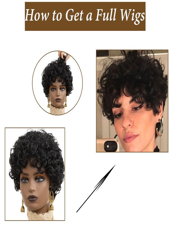 بينج سينج باروكات بينغ سينغ بيكسي قصيرة مجعدة للنساء ذوات البشرة السمراء، باروكة بوب سوداء للنساء، باروكات أفرو مجعدة قصيرة سوداء مع غرة - Image 3