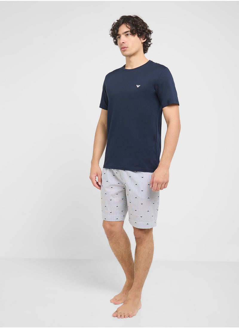 EMPORIO ARMANI Crew Neck T-Shirt & Logo Band Shorts  - Image 5