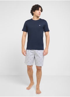 EMPORIO ARMANI Crew Neck T-Shirt & Logo Band Shorts  - Image 1