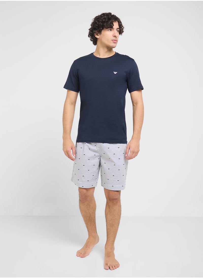 EMPORIO ARMANI Crew Neck T-Shirt & Logo Band Shorts  - Image 1