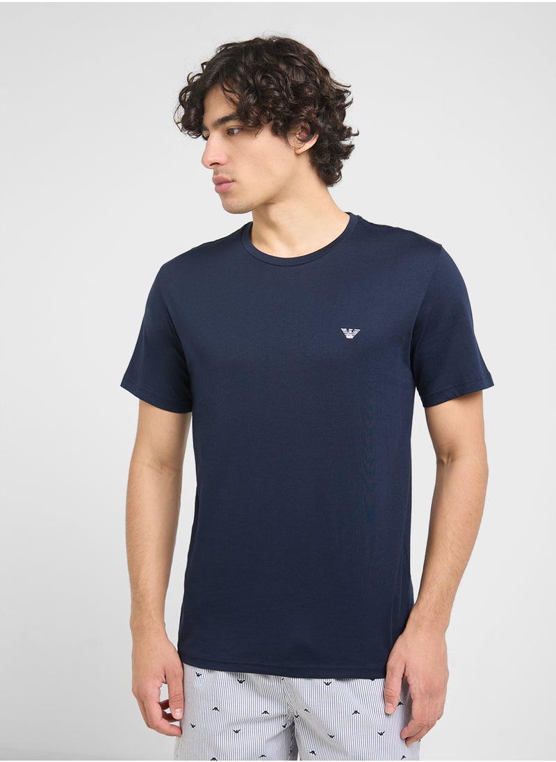 EMPORIO ARMANI Crew Neck T-Shirt & Logo Band Shorts  - Image 3