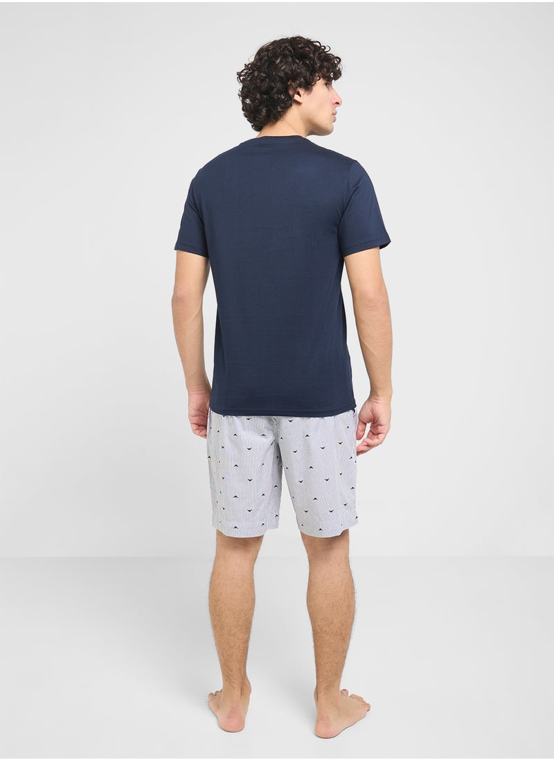 EMPORIO ARMANI Crew Neck T-Shirt & Logo Band Shorts  - Image 2