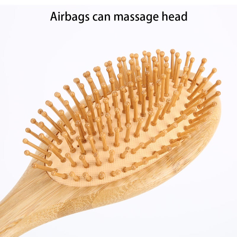 Natural Bamboo Comb Set: 2Pcs Anti Static Comb - Round Flat Teeth Non Slip Scalp Massage Comb for Sensitive Scalp All Hair Types - Image 1