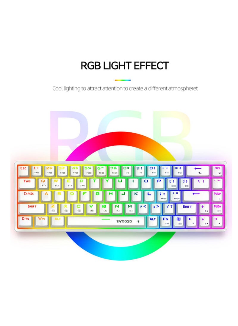 E-YOOSO - 68 Keys 3 Modes Wireless Gaming Keyboard with RGB Backlit,Bluetooth/2.4G/USB-C Blue Switch Programmable Mechanical Keyboard with 1900mAh Battery for Windows/Mac - Image 1