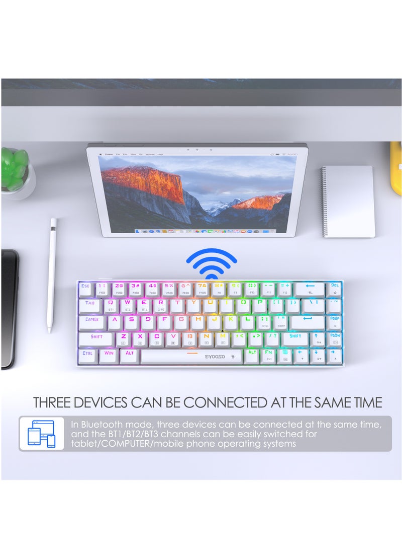 E-YOOSO - 68 Keys 3 Modes Wireless Gaming Keyboard with RGB Backlit,Bluetooth/2.4G/USB-C Blue Switch Programmable Mechanical Keyboard with 1900mAh Battery for Windows/Mac - Image 1