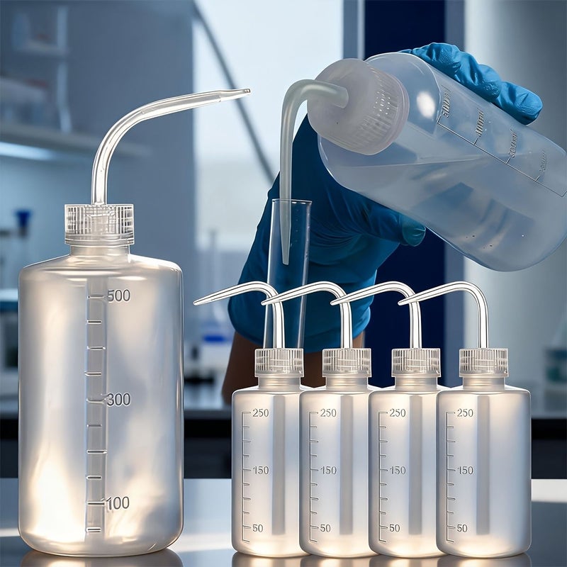 6pcs 16.9oz Liquid Squeeze Bottles LDPE Plastic Secure Spray Cap With Measurement Marking Narrow Spout - Image 1