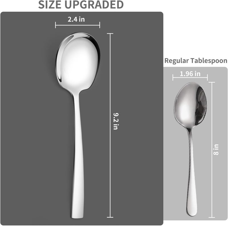 KEYOXY 8 Piece Stainless Steel Serving Spoons Set - 8 Large Spoons, 9.2-Inch, Dishwasher Safe, for Parties/Kitchen/Buffet/Catering - Image 3
