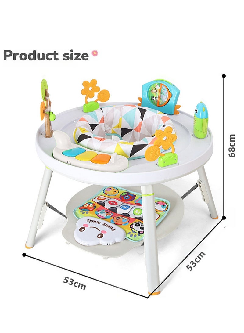 XiuWoo 4-in-1 Baby Activity Center, Adjustable Height Baby Jumper, Learning Desk, 360° Rotating Kide Play Table, Baby Feeding Table, Babies Bouncer, Baby Walkers with Interactive Education Toys, Musical Pad  - Image 5