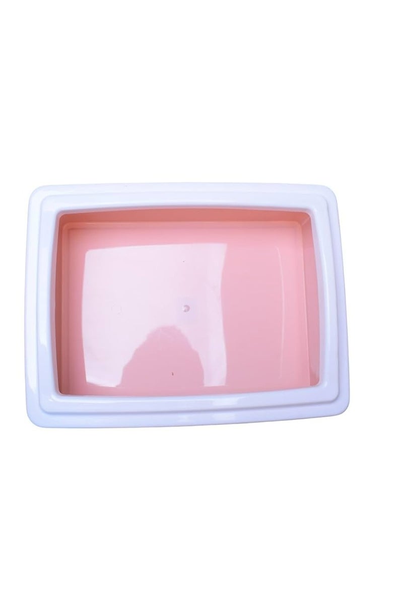 Generic Plastic Cat Litter Box – Pink and White Design