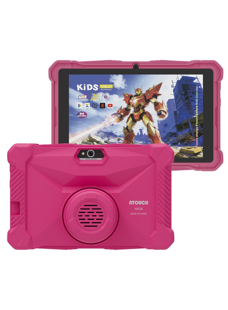 ATOUCH 7-inch Incell Screen Kids Smart Early Education Android Wi-Fi Tablet WE26 8GB RAM 256GB ROM Speaker with Stand And 6.5 inch Writing LCD - Pink - Image 1