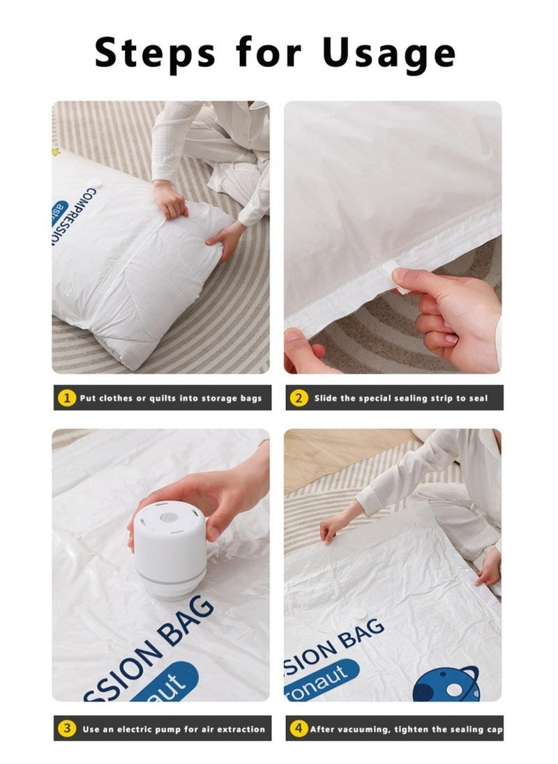 XiuWoo Combo Vacuum Storage Bag with Electric Pump, 8 Pack(2Jumbo + 2 Large + 2Medium + 2 Small) of Reusable Compression Bags, Double Zip Seal Special-Grip Clip,Travel Vacuum Sealer Bags, Rapid Vacuum for Clothes, Mattress, Blanket, Pillows Compression and Travelling  - Image 5