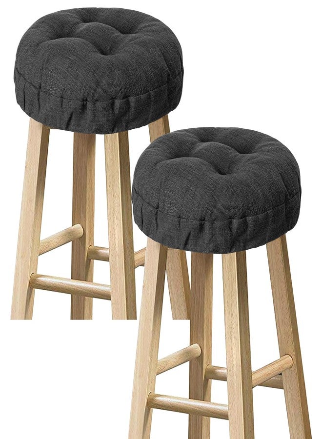 Sunlit Bar Stool Covers - Set of 2 Round Bar Stool Seat Covers, Soft and Cushioned Bar Chair Covers, Easy to Install and Wash, Cover Only, 12 Inch Diameter, Black - Image 1