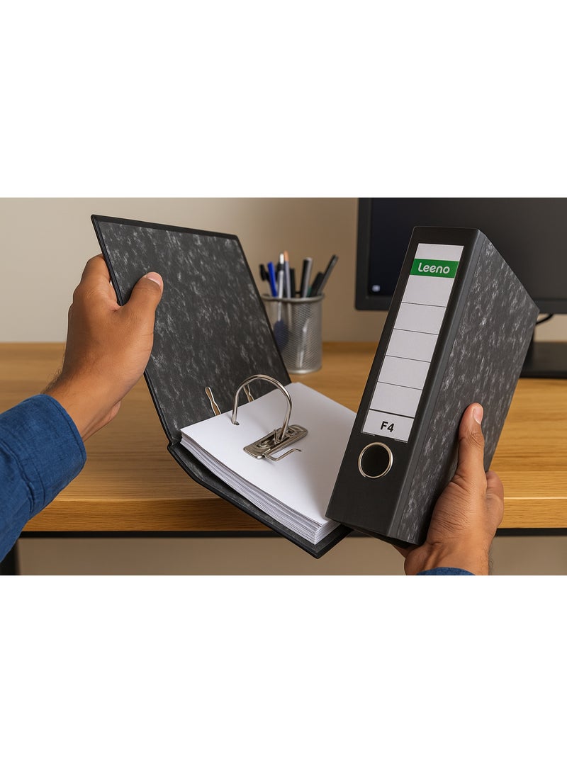 Leeno, File View Binder, A4 size, 3 inch, 2 ring, FC3, pressboard, black color, heavy duty, office, school, home, organizer, documents, ring binder, stationery - Image 3