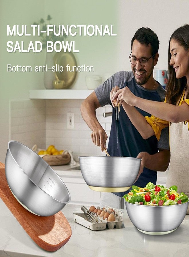 GIUOIDUO Stainless Steel Mixing Bowl Set - High - Quality, Durable and Rust - Resistant for Baking, Cooking, and Salad Making,Kitchen meal preparation,Great for Mixing & Serving,Anti slip silicone rubber base - Image 3