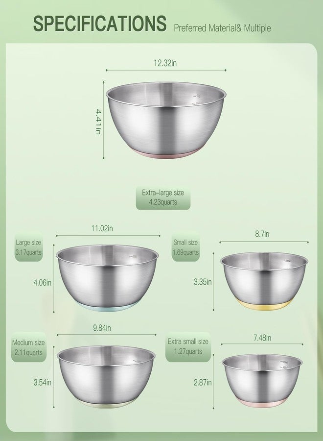 GIUOIDUO Stainless Steel Mixing Bowl Set - High - Quality, Durable and Rust - Resistant for Baking, Cooking, and Salad Making,Kitchen meal preparation,Great for Mixing & Serving,Anti slip silicone rubber base - Image 2