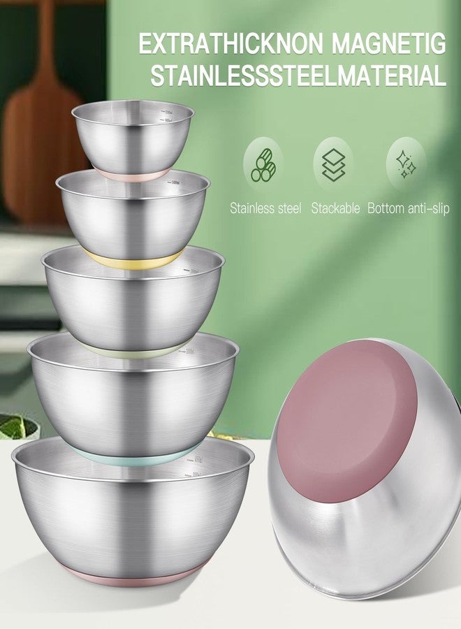 GIUOIDUO Stainless Steel Mixing Bowl Set - High - Quality, Durable and Rust - Resistant for Baking, Cooking, and Salad Making,Kitchen meal preparation,Great for Mixing & Serving,Anti slip silicone rubber base - Image 4