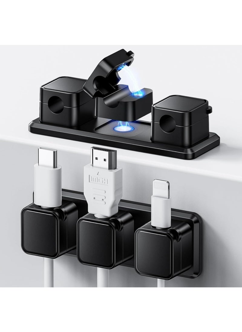 Dominy Magnetic Cable Clips, Emeralune 6 pack Magnetic Cord Organizer with 2 Magnetic Bases, Wire Holder Keeper Organizer Management,Easy Secure Adhesive Cable Management, for Home,Office,Car,Desk,Nightstand  - Image 1