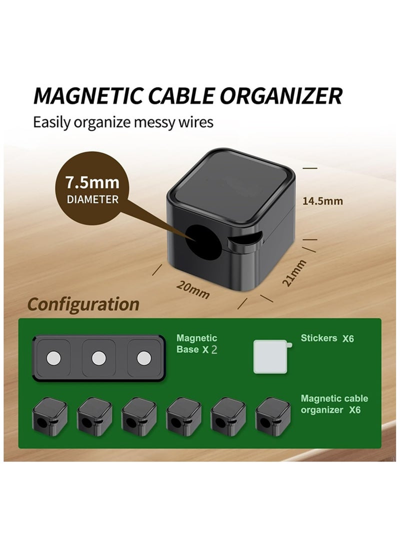 Dominy Magnetic Cable Clips, Emeralune 6 pack Magnetic Cord Organizer with 2 Magnetic Bases, Wire Holder Keeper Organizer Management,Easy Secure Adhesive Cable Management, for Home,Office,Car,Desk,Nightstand  - Image 4