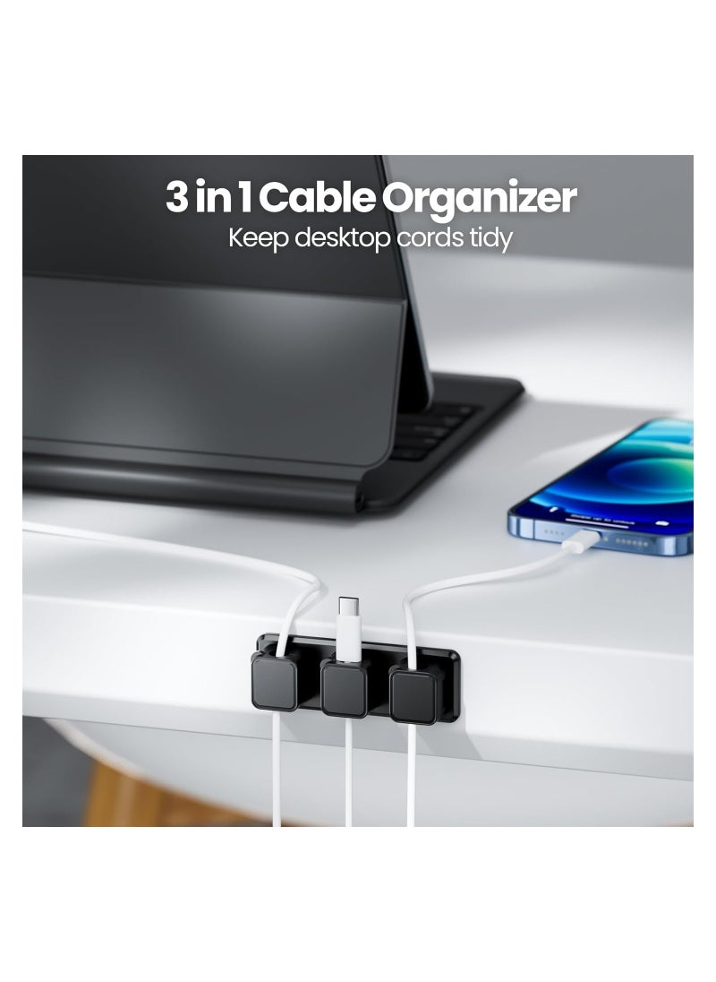 Dominy Magnetic Cable Clips, Emeralune 6 pack Magnetic Cord Organizer with 2 Magnetic Bases, Wire Holder Keeper Organizer Management,Easy Secure Adhesive Cable Management, for Home,Office,Car,Desk,Nightstand  - Image 5