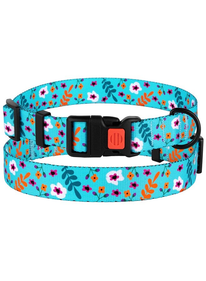 CollarDirect Floral Dog Collar Nylon Pattern Flower Print Adjustable Pet Collars for Dogs Small Medium Large Puppy (Neck Fit 12"-16", Aquamarine) - Image 5
