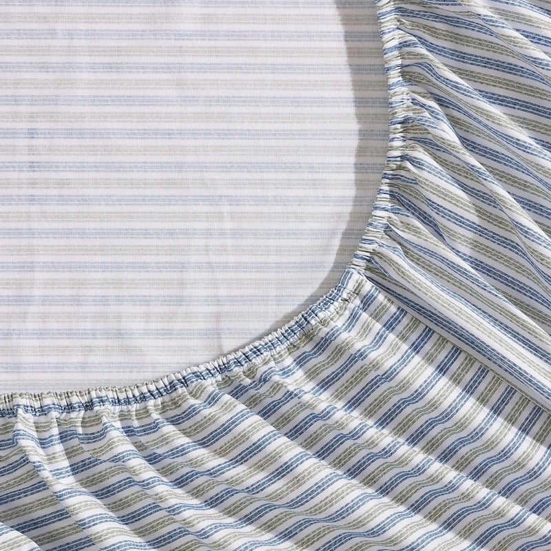 Eddie Bauer Eddie Bauer - Twin Sheets  Cotton Percale Bedding Set  Crisp & Cool Home Decor (Ticking Stripe Navy/Green  Twin)  - Image 4
