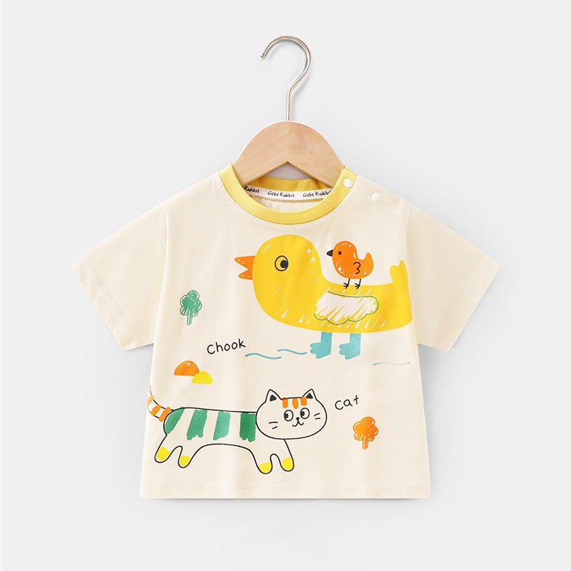 Boys Cotton Short-Sleeved T-Shirt Summer Children'S Clothing Baby Clothes Children Baby Half-Sleeved Summer Thin - Image 1