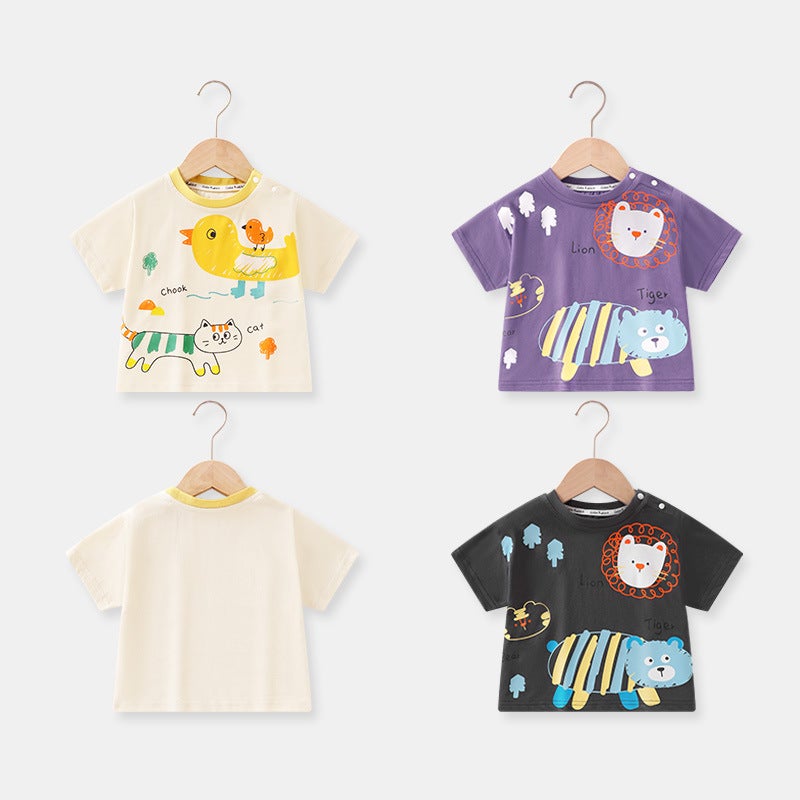 Boys Cotton Short-Sleeved T-Shirt Summer Children'S Clothing Baby Clothes Children Baby Half-Sleeved Summer Thin - Image 2