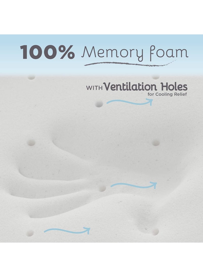 AL WADI FURNITURE AWF AL WADI FURNITURE 5cm Thick Luxury Soft Ventilated Visco Memory Foam Toddler/Crib/Baby Bed Mattress Topper, with Removable Belgium Jacquard Cotton Non-Slip Cover, Max Back Support - 70W x 100L cm  - Image 5