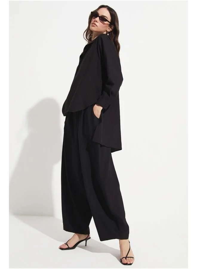 جون June Asymmetrical Shirt Black