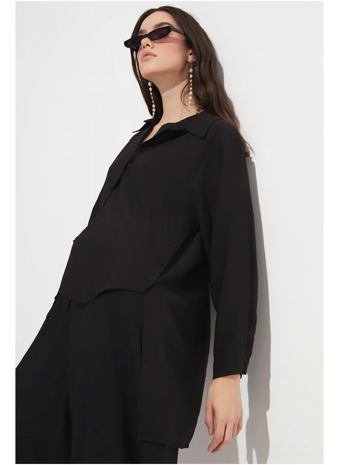 جون June Asymmetrical Shirt Black