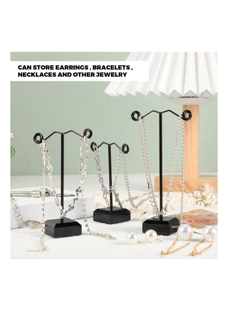 18 Pcs Metal Earring Holder Earring Display Stand SYOSI T Bar Earring Organizer Countertop Earring Hanger Hanging Jewelry Towers with Acrylic Base, Three Sizes 3.5 Inch 4.2 Inch 5 Inch (Black)