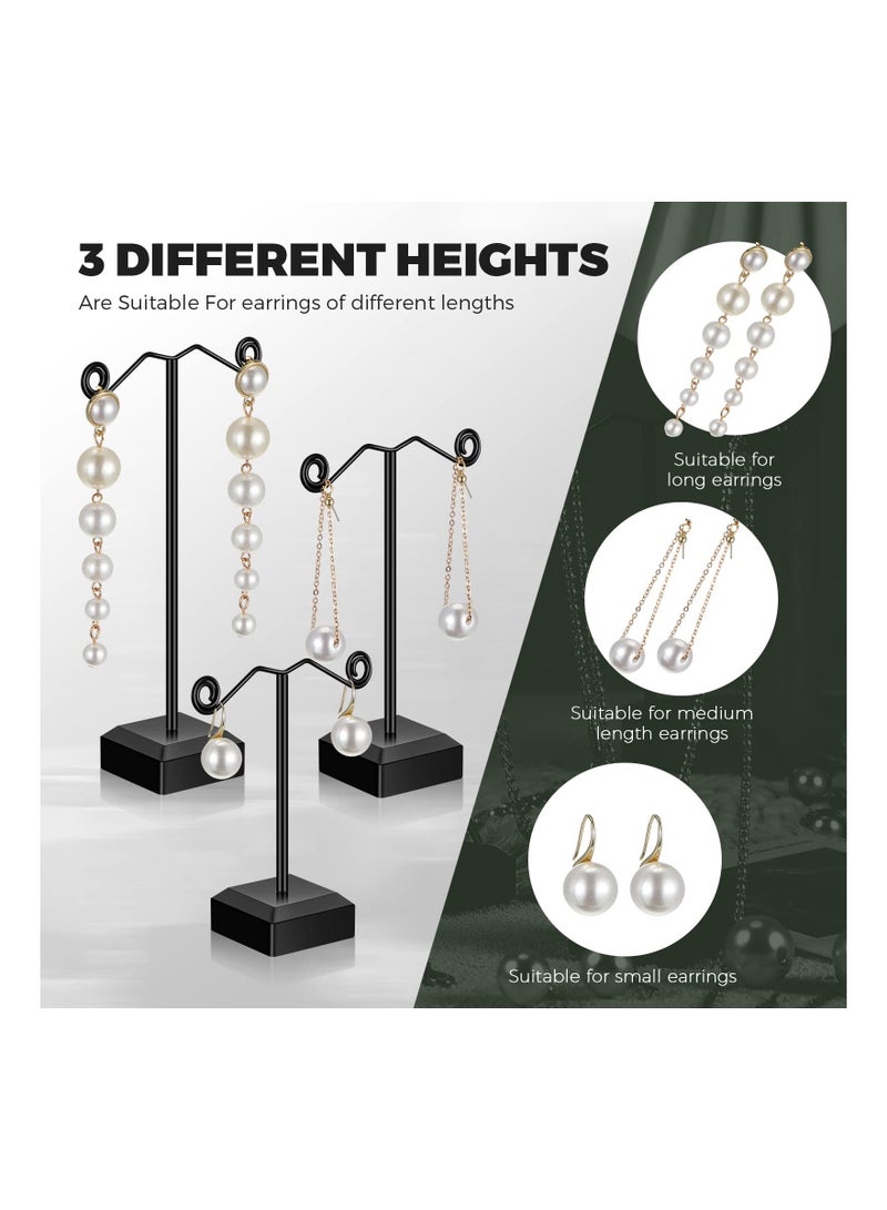 18 Pcs Metal Earring Holder Earring Display Stand SYOSI T Bar Earring Organizer Countertop Earring Hanger Hanging Jewelry Towers with Acrylic Base, Three Sizes 3.5 Inch 4.2 Inch 5 Inch (Black)