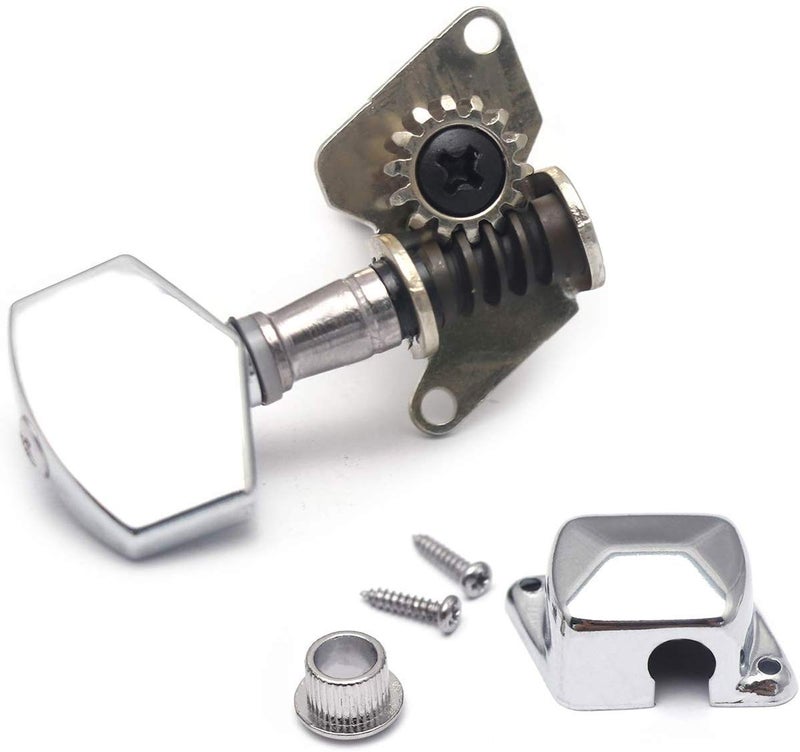 TechBlaze 6 Pcs Chrome Guitar Tuning Pegs - 3 Left, 3 Right with Strap Button Locks - Image 3