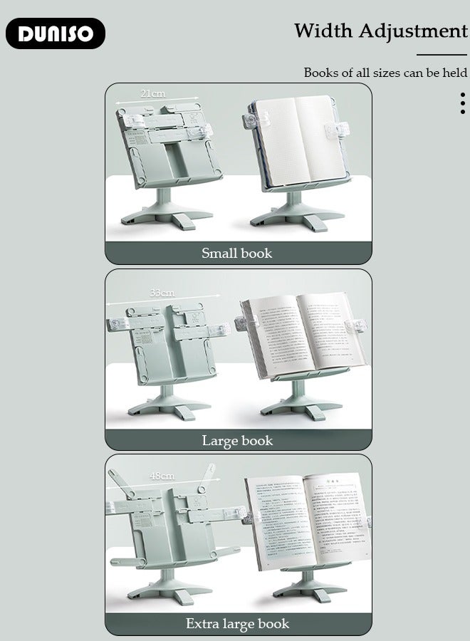 DUNISO Book Stand Holder for Kids Portable Sturdy Book Stand Multi Heights Angles Adjustable Foldable Book Rest, Reading Free Hand Holder for Hard Covers Paperbacks CookBooks TextBooks Magazines - Image 3