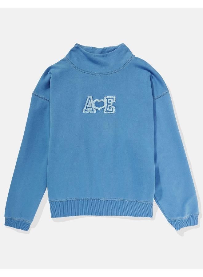 American Eagle AE Mock Neck Logo Sweatshirt - Image 3