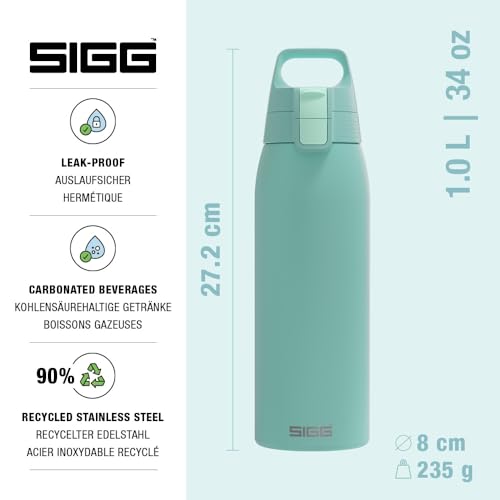 Sigg Reusable Water Bottle Shield ONE Glacier Leakproof Recyclable BPA Free Light blue 34 Oz - Image 3