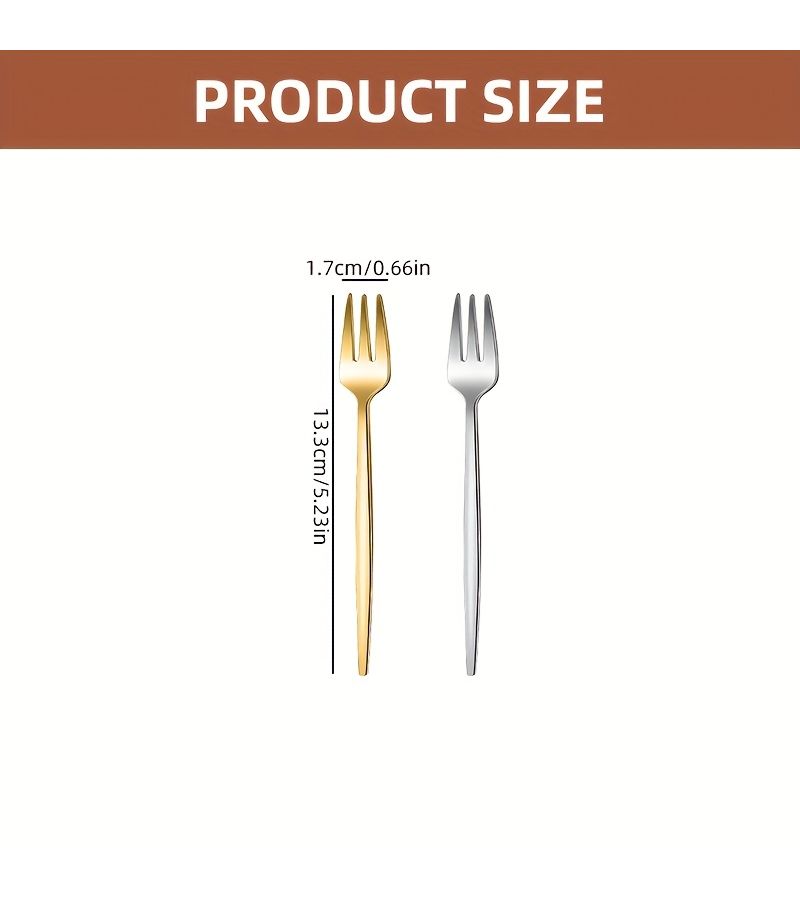12pcs Silvery Stainless Steel Small Fruit Forks Western Tableware Set - Image 3
