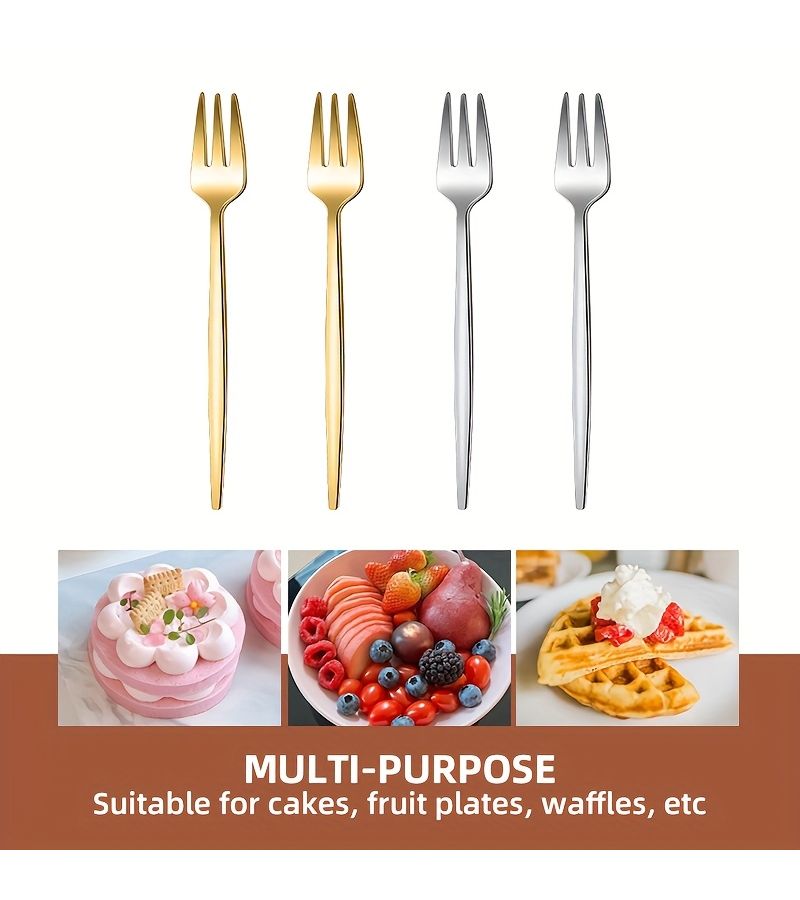 12pcs Silvery Stainless Steel Small Fruit Forks Western Tableware Set - Image 5