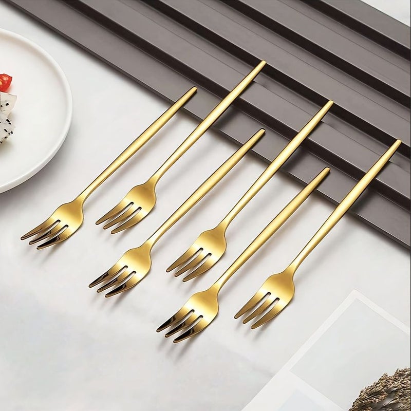 12pcs Silvery Stainless Steel Small Fruit Forks Western Tableware Set - Image 2