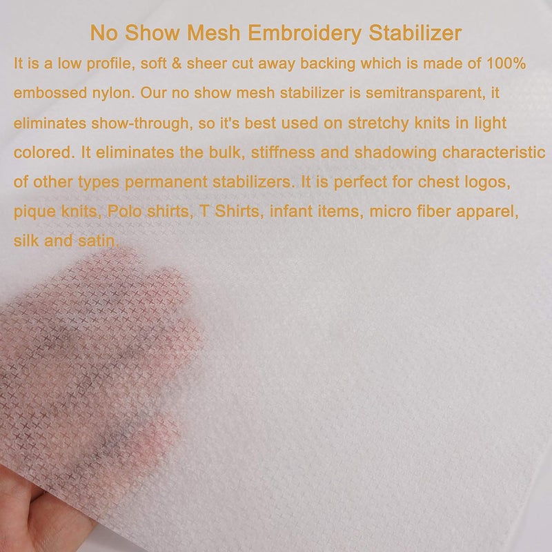 New brothread No Show Mesh Machine Embroidery Stabilizer Backing 10" x 10 Yd roll - Light Weight 1.8 oz - Cut into Variable Sizes for Machine Embroidery and Hand Sewing - Image 3