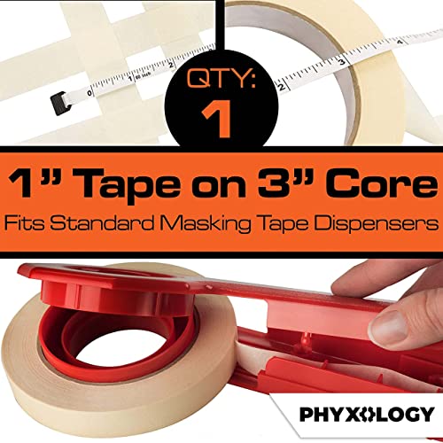 PHYXOLOGY SUPPLY No-Residue 1 in, 60 Yd Masking Tape 1 Pk. Easy-Tear Pro-Grade Removable Painters Tape Great for Home Office or Commercial Contractor Use. Clean, Drip-Free Painting with Durable Wide Crepe Paper Rolls - Image 3