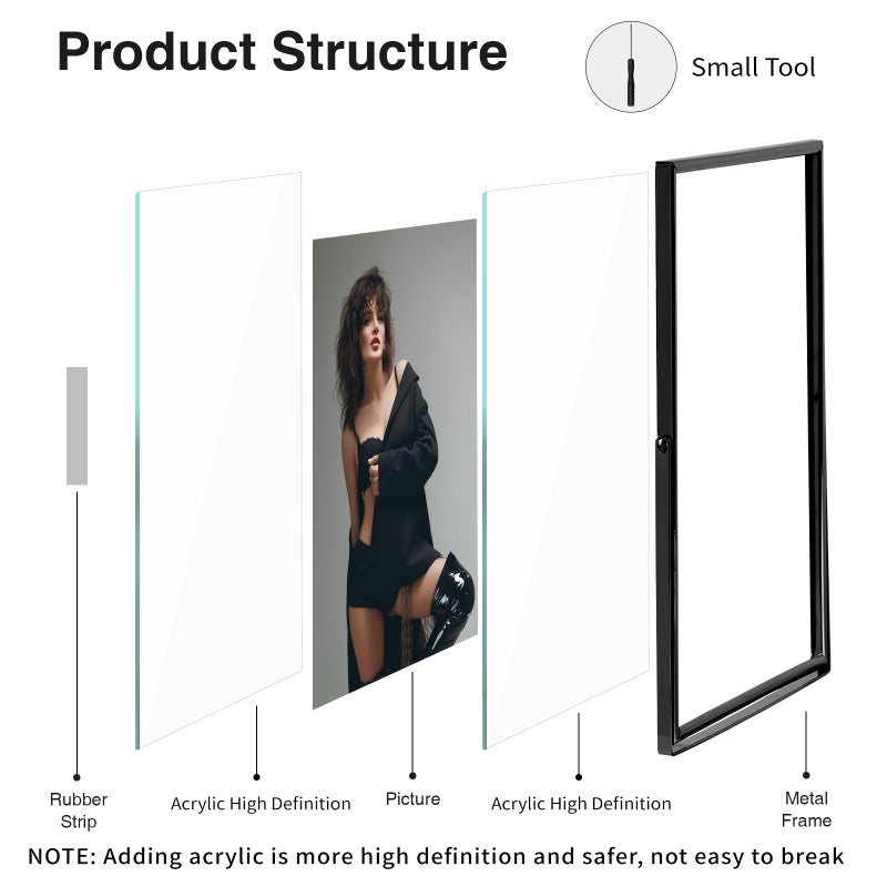 IZIDDO Black Floating Frame, 5"x7" Metal Frame For Picture 4x6,3.5x5, 2x3 Wall Mount or Tabletop Shelf Photo Frames, Double Sided Acrylic Display Picture Frame for Wedding,Office Decor - Image 4